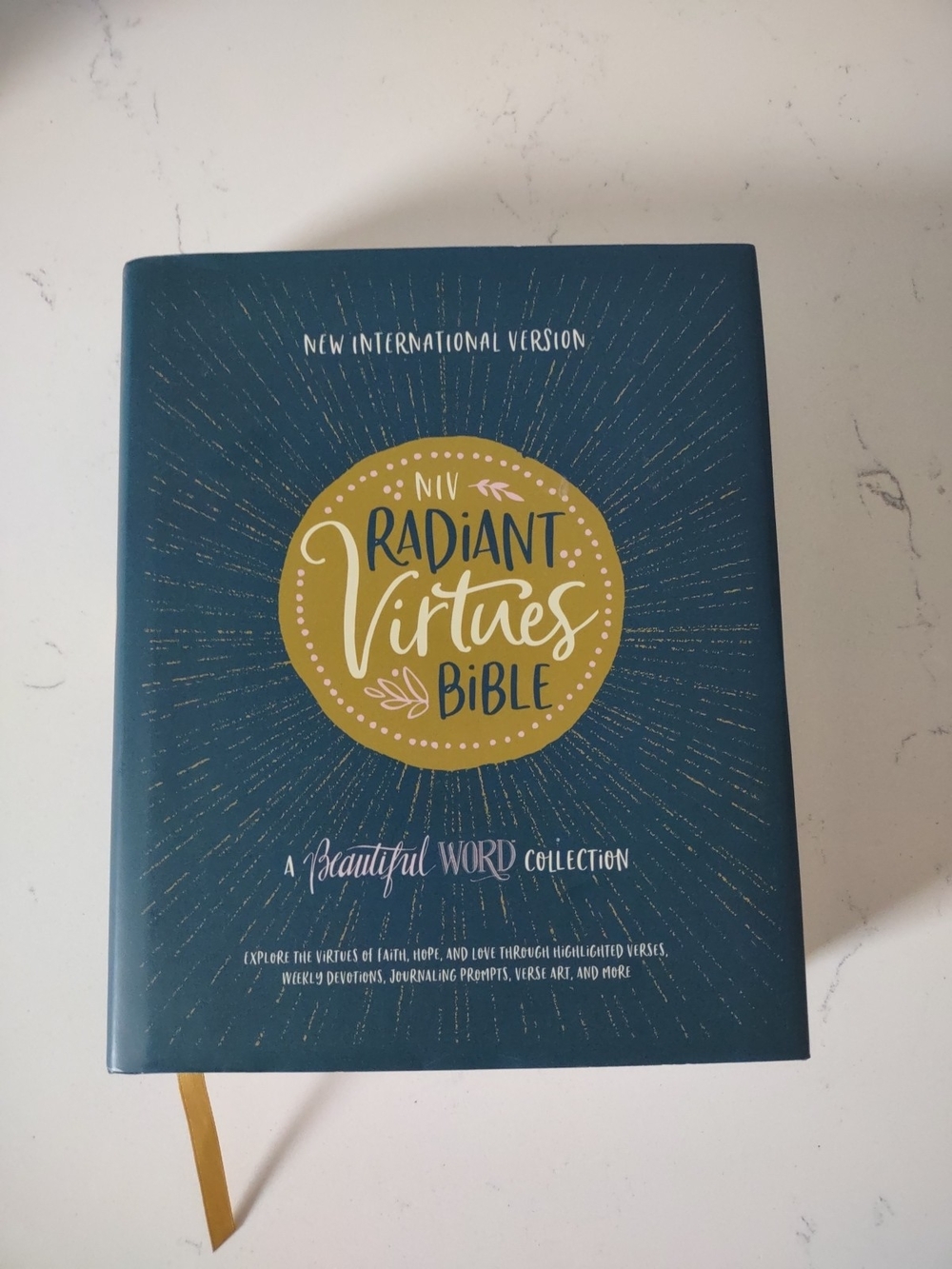 NIV Radiant Virtues Bible Coffee Table Book - Teal and Gold